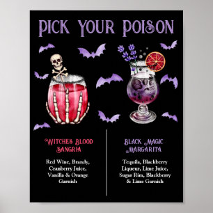 Poster Menu de cocktails Halloween 2 Choisir votre poison