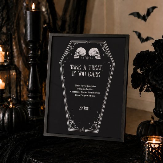 Poster Menu de desserts de mariage gothique Halloween ave