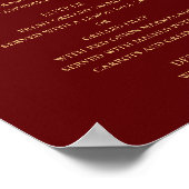 Poster Menu de dîner de mariage or. Marron élégant simple (Coin)