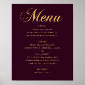 Poster Menu de dîner de mariage or. Simple élégant bordea (Devant)