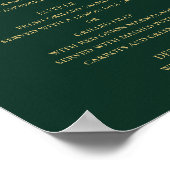Poster Menu de dîner de mariage or. Vert élégant simple (Coin)