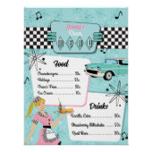 Poster Menu de diner rétro des années 1950 (Devant)