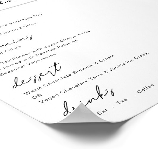 Poster Menu de dîner simple script pour toutes occasions (Coin)