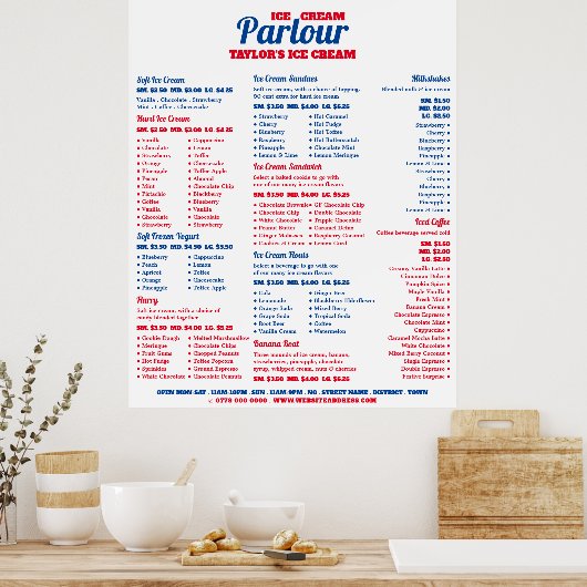 Poster Menu de glacier moderne (Cuisine)