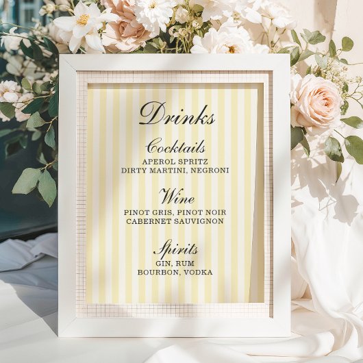 Poster Menu de la barre de bandes jaunes souples