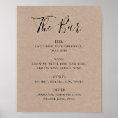 Poster Menu de la barre de boissons du mariage de script  (Devant)