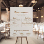 Poster Menu de la barre de Mariage Brown minimaliste<br><div class="desc">Ce menu minimaliste du bar-mariage marron est parfait pour un mariage rustique. Le design comporte une belle police dans un arrière - plan marron pour embellir votre événement.</div>