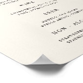 Poster Menu de la barre de Mariage de crème classique (Coin)