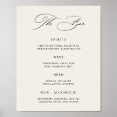 Poster Menu de la barre de Mariage de crème classique (Devant)