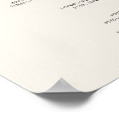 Poster Menu de la barre de Mariage de crème simple (Coin)