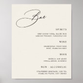 Poster Menu de la barre de Mariage de crème simple (Devant)