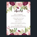 Poster Menu de la barre de Mariage de fleurs romantiques<br><div class="desc">Vous cherchez une façon créative de customiser votre heure de cocktail mariage? Décorez votre bar mariage avec un menu de boissons. Placez notre enseigne sur un chevalet directement au bar, pour que tout le monde à la fête sache quoi commander au barman. Venez déguster vos cocktails maison ou bières de...</div>