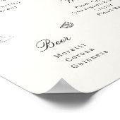 Poster Menu de la barre de Mariage en blanc illustrée (Coin)