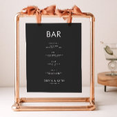 Poster Menu de la barre de Mariage noir - Modèle de conne