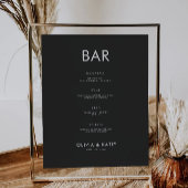 Poster Menu de la barre de Mariage noir - Modèle de conne