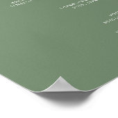 Poster Menu de la barre de Mariage verte Sage Simple (Coin)
