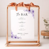 Poster Menu de la barre de Mariages violet - Modèle de co
