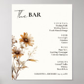 Poster Menu de la barre des boissons pour Mariage Fleur s (Devant)