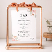Poster Menu de la barre du Mariage fleur sauvage Modèle d