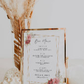 Poster Menu de la barre du Mariage rose Modèle des signes