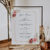 Poster Menu de la barre du Mariage rose Modèle des signes