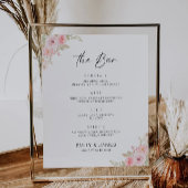 Poster Menu de la barre du Mariage rose Modèle des signes