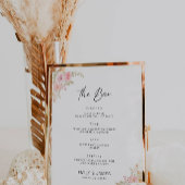 Poster Menu de la barre du Mariage rose Modèle des signes