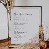 Poster Menu de la barre du Mariage rose Modèle des signes