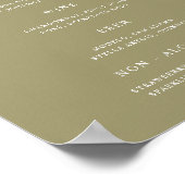 Poster Menu de la barre Mariage verte Matcha classique (Coin)