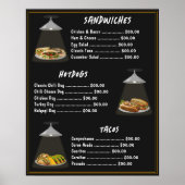 Poster Menu de la restauration rapide Sandwichs | Hotdogs (Devant)