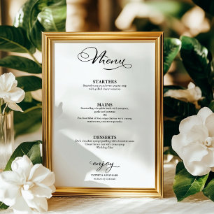 Poster Menu de Mariage Simple Calligraphie Élégante