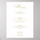 Poster Menu de Mariage Simple Élégant Feuille d'Or (Devant)