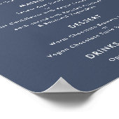 Poster Menu de mariage simple texte bleu marine poussiére (Coin)
