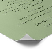 Poster Menu de mariage simple vert sauge (Coin)