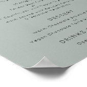 Poster Menu de mariage simple vert sauge argenté (Coin)