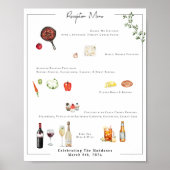 Poster Menu de mariage sur mesure illustré (Devant)