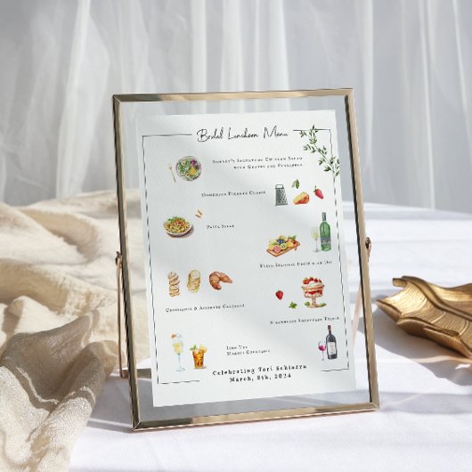 Poster Menu de mariage sur mesure illustré