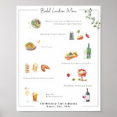 Poster Menu de mariage sur mesure illustré (Devant)