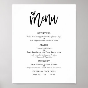 Poster Menu de mariage tendance écriture artistique texte
