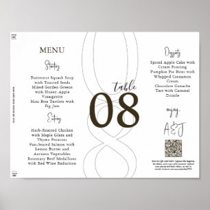 Poster Menu de mariage triptyque moderne simple marron