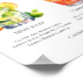 Poster Menu de Mocktails de Mariage Mint Julep Summer Sun (Coin)