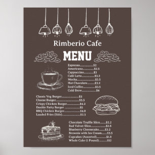 Poster Menu de nourriture pour entreprise de café vintage