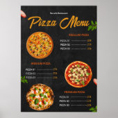 Poster Menu de pizza éditable Pizzaria Menu de restaurant (Devant)