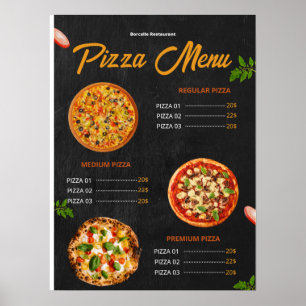 Poster Menu de pizza éditable Pizzaria Menu de restaurant