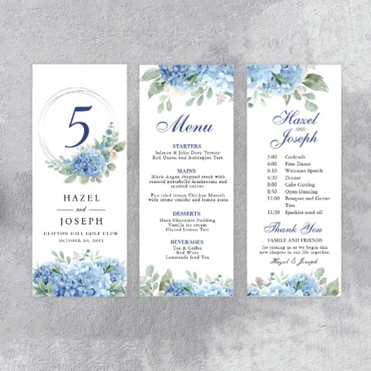 Poster Menu de pliage SINI Blue Hydrangea Tri