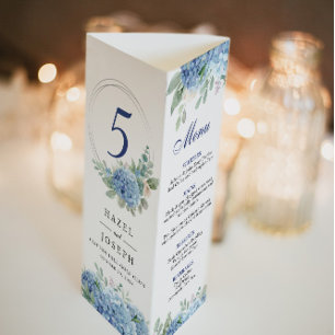 Poster Menu de pliage SINI Blue Hydrangea Tri