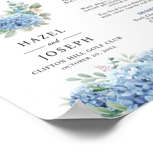 Poster Menu de pliage SINI Blue Hydrangea Tri (Coin)