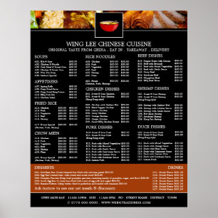 Poster Menu de restaurant chinois