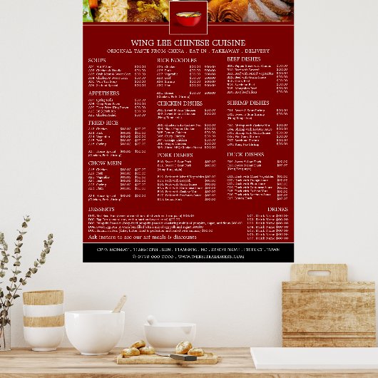 Poster Menu de restaurant chinois (Cuisine)