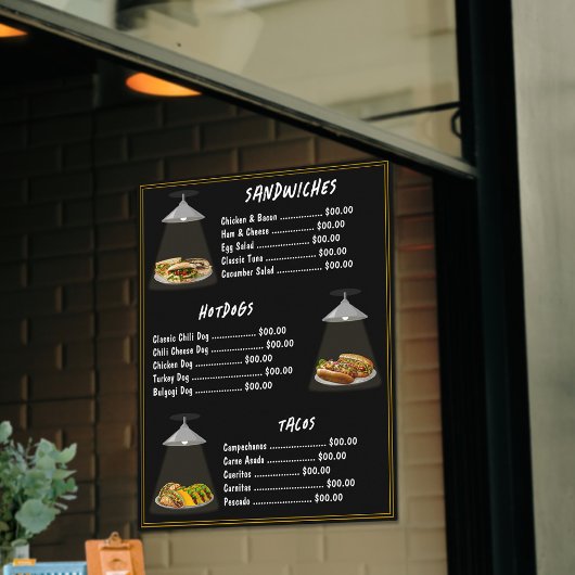 Poster Menu de restauration rapide Sandwichs | Hotdogs | 